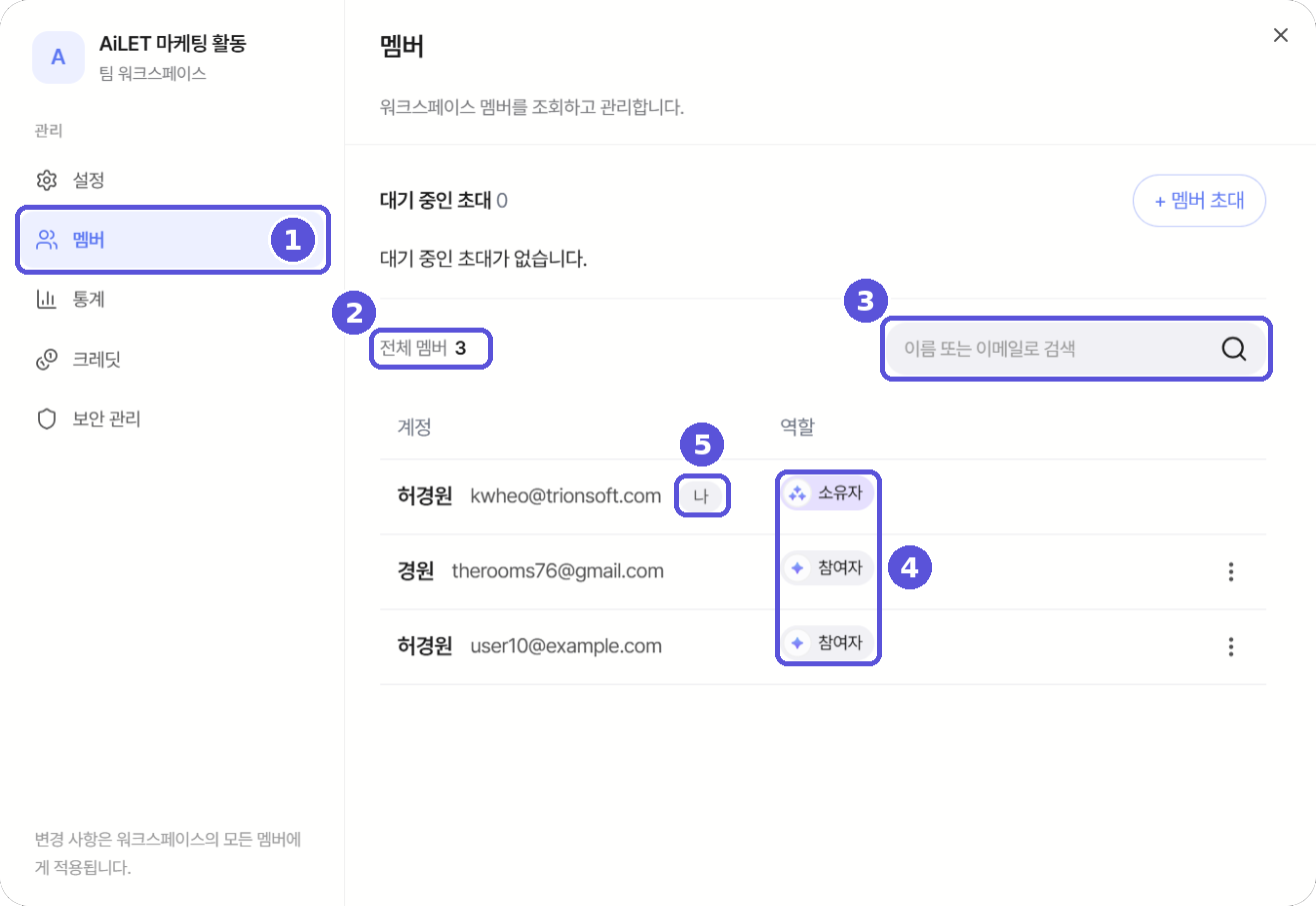 참여자가 보는 멤버 화면