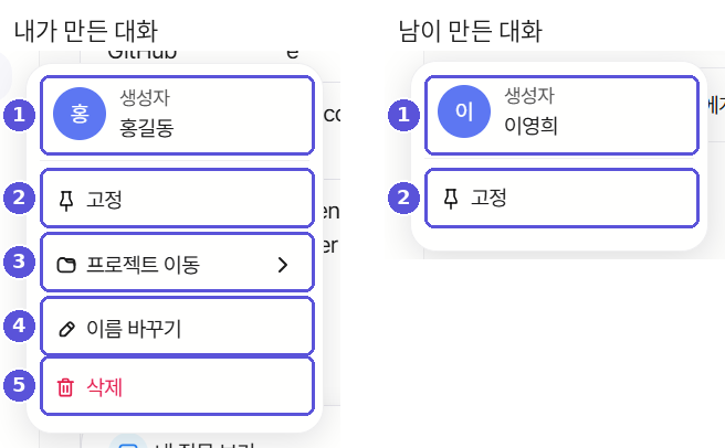 생성자별 더보기 메뉴 차이
